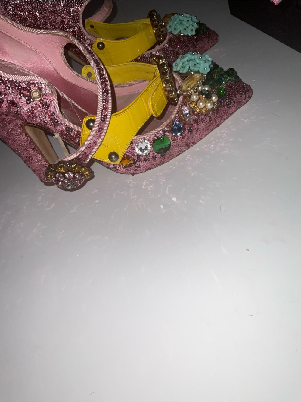 Dolce & Gabbana Pink Embellished Pointed-Toe Flats - Picture 3 of 16